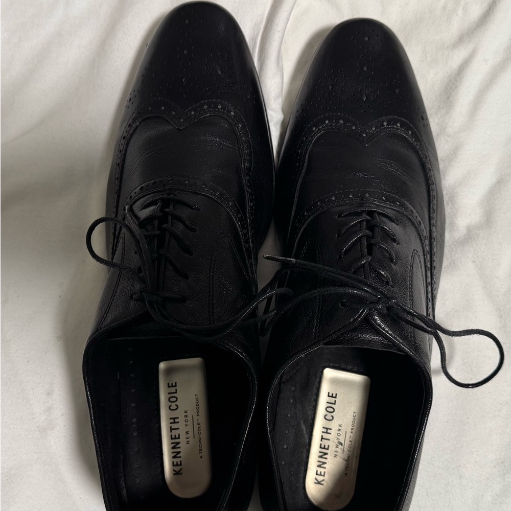 Kenneth Cole Black Leather Brogue Oxfords